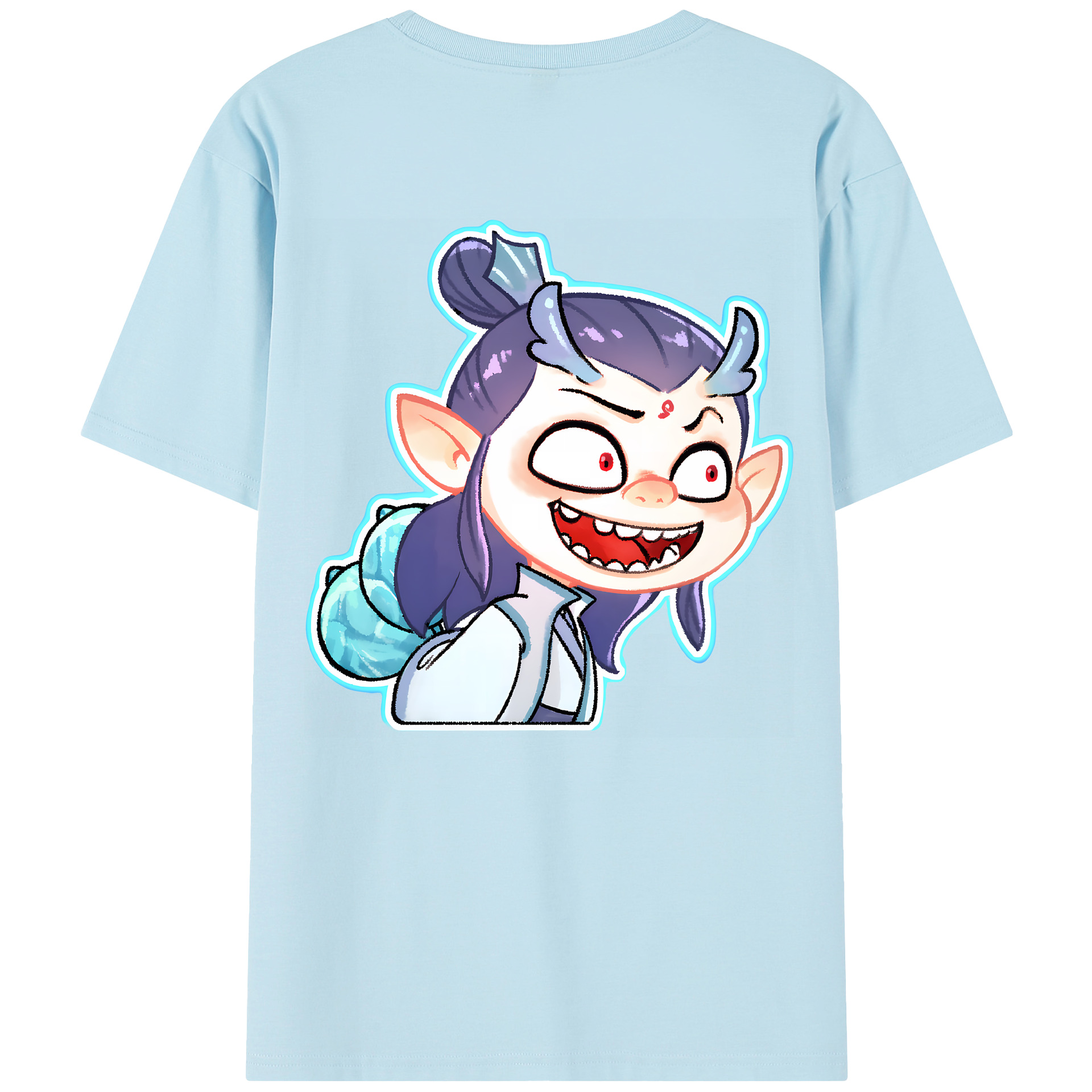 （画像用） Ne Zha 2 ナタ 魔童の大暴れ 綿100％半袖Tシャツ（背面プリント）